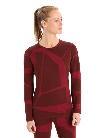 Espresso / Cherry Women's Icebreaker Merino 250 Vertex Long Sleeve Crewe Thermal Top Fractured Landscapes One Piece & Sets | USA 1789KORI